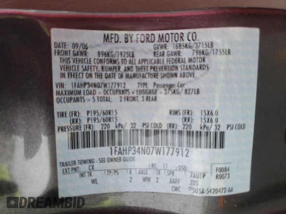 2007 Ford Focus S z VIN 1FAHP34N07W177912, wystawiony jako Copart lot #60481025 z przebiegiem 114 086 mil mil oraz Szkoda całkowita • Salvage title. Historia ofert i sprzedaży dostępna na DreamBid. Obrazek 13.