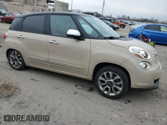 2014 FIAT 500L Lounge with VIN ZFBCFACH0EZ029698, listed as a Copart auction lot 44010995 with 113,555 mi miles and Salvage Title. Bid and sale history available at DreamBid. Image 4.