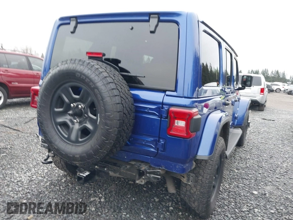 2019 Jeep Wrangler Unlimited Sahara with VIN 1C4HJXEG2KW609315, listed as a IAAI auction lot 41144404 with 55,266 mi miles and . Bid and sale history available at DreamBid. Image 4.