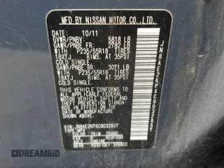 2012 Nissan Quest SL with VIN JN8AE2KPXC9032857, listed as a Copart auction lot 53962625 with 115,093 mi miles and Salvage Title. Bid and sale history available at carsss.com. Image 13.