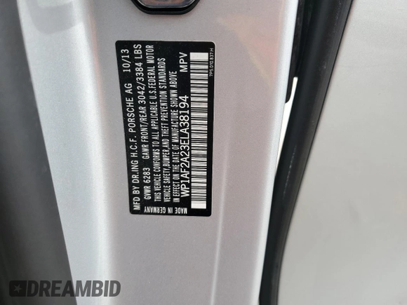 2014 Porsche Cayenne Diesel with VIN WP1AF2A23ELA38194, listed as a Copart auction lot 58563785 with 75,463 mi miles and Salvage title. Bid and sale history available at DreamBid. Image 12.