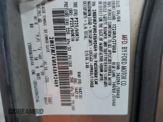 2004 Mercury Grand Marquis GS z VIN 2MEFM74W84X692469, wystawiony jako Copart lot #57794475 z przebiegiem 68 439 mil mil oraz Szkoda całkowita • Salvage title. Historia ofert i sprzedaży dostępna na DreamBid. Obrazek 12.