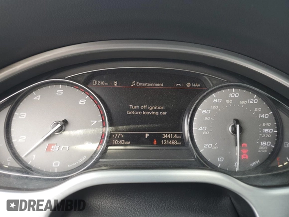 2015 Audi S8 z VIN WAUK2AFD1FN005378, wystawiony jako Copart lot #53048314 z przebiegiem 131 468 mil mil oraz . Historia ofert i sprzedaży dostępna na DreamBid. Obrazek 9.