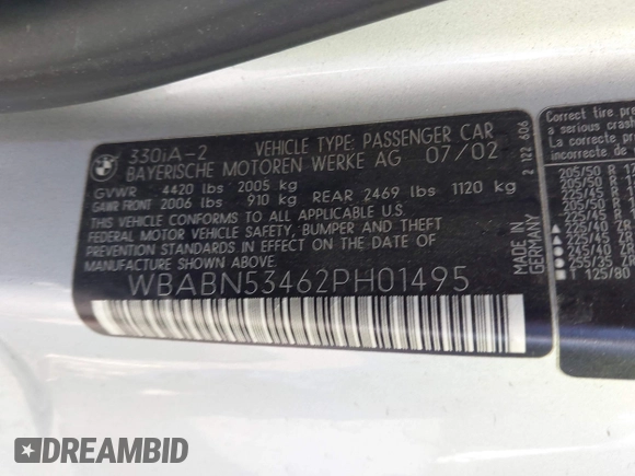 2002 BMW 3 Series 330Ci z VIN WBABN53462PH01495, wystawiony jako IAAI lot #42532216 z przebiegiem 180 545 mil mil oraz . Historia ofert i sprzedaży dostępna na DreamBid. Obrazek 9.