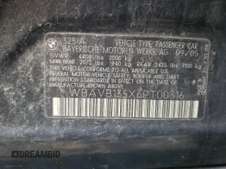 2006 BMW 3 Series 325i z VIN WBAVB135X6PT00316, wystawiony jako Copart lot #55392895 z przebiegiem Nie podano mil oraz Szkoda całkowita • Salvage title. Historia ofert i sprzedaży dostępna na DreamBid. Obrazek 12.