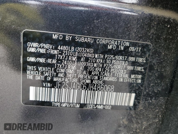 2018 Subaru Forester Premium with VIN JF2SJAGC6JH486068, listed as a Copart auction lot 51169505 with 49,553 mi miles and Salvage Title. Bid and sale history available at carsss.com. Image 14.
