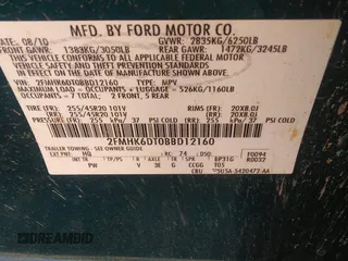 2011 Ford Flex Limited w/Ecoboost with VIN 2FMHK6DT0BBD12160, listed as a IAAI auction lot 41773809 with 189,282 mi miles. Bid and sale history available at carsss.com. Image 9.