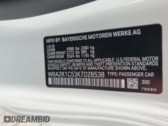 2019 BMW 2 Series 230i xDrive with VIN WBA2K1C53K7D28538, listed as a Copart auction lot 70381304 with 41,826 mi miles and Non Repairable. Bid and sale history available at carsss.com. Image 14.
