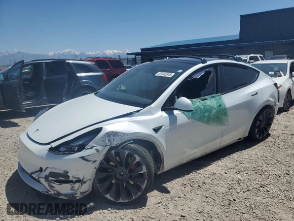 2022 Tesla Model Y Performance с VIN 7SAYGDEF4NF522984, выставлен на аукционе Copart как лот 57803945 с пробегом 37 327 миль миль и Списание • Salvage title. История ставок и продаж доступна на DreamBid. Изображение 1.