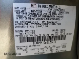 2006 Ford Five Hundred Limited с VIN 1FAFP25106G125413, выставлен на аукционе Copart как лот 88673735 с пробегом 155 259 миль миль и Чистый • Clean title. История ставок и продаж доступна на DreamBid. Изображение 12.