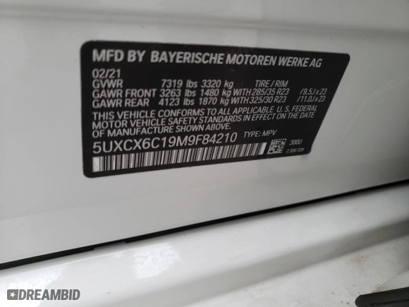 2021 BMW X7 ALPINA XB7 with VIN 5UXCX6C19M9F84210, listed as a Copart auction lot 56889024 with 11,203 mi miles and Salvage Title. Bid and sale history available at carsss.com. Image 13.