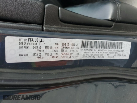 2018 Jeep Grand Cherokee Altitude with VIN 1C4RJFAG9JC256804, listed as a Copart auction lot 58420625 with 143,859 mi miles and Salvage title. Bid and sale history available at DreamBid. Image 14.