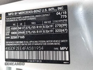 2015 Mercedes-Benz GL-Class GL 350 BlueTEC with VIN 4JGDF2EE4FA581954, listed as a IAAI auction lot 41846414 with 77,786 mi miles. Bid and sale history available at carsss.com. Image 9.