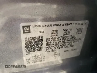 2020 Chevrolet Trax LT z VIN 3GNCJLSB7LL321218, wystawiony jako Copart lot #79774344 z przebiegiem Nie podano mil oraz Szkody całkowita. Historia ofert i sprzedaży dostępna na DreamBid. Obrazek 13.