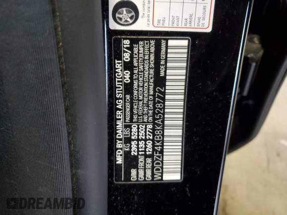2019 Mercedes-Benz E 300 with VIN WDDZF4KB8KA528772, listed as a Copart auction lot 46392773 with 33,236 mi miles and . Bid and sale history available at DreamBid. Image 12.