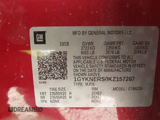 2019 Cadillac XT5 Premium Luxury FWD z VIN 1GYKNERS0KZ157287, wystawiony jako IAAI lot #41106524 z przebiegiem 131 464 mil mil oraz . Historia ofert i sprzedaży dostępna na DreamBid. Obrazek 9.