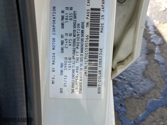 2012 Mazda Mazda3 i Touring with VIN JM1BL1L71C1595566, listed as a Copart auction lot 45386205 with 64,515 mi miles and Salvage Title. Bid and sale history available at carsss.com. Image 15.