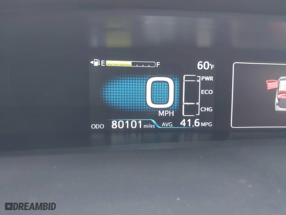 2019 Toyota Prius L Eco with VIN JTDKARFU2K3075952, listed as a IAAI auction lot 41686956 with 81,000 mi miles. Bid and sale history available at carsss.com. Image 15.