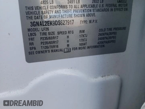 2013 Chevrolet Captiva Sport LS with VIN 3GNAL2EK9DS627917, listed as a Copart auction lot 77334204 with 149,995 mi miles and Salvage Title. Bid and sale history available at DreamBid. Image 15.