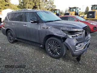 2024 Infiniti QX80 LUXE with VIN JN8AZ2AE8R9330286, listed as a Copart auction lot 73105994 with 830 mi miles and Salvage Title. Bid and sale history available at carsss.com. Image 4.