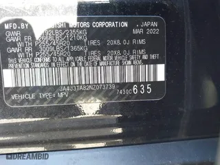 2022 Mitsubishi Outlander ES with VIN JA4J3TA82NZ073739, listed as a IAAI auction lot 41901335 with 82,012 mi miles. Bid and sale history available at carsss.com. Image 9.