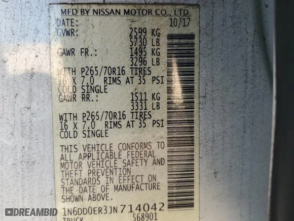2018 Nissan Frontier S with VIN 1N6DD0ER3JN714042, listed as a Copart auction lot 84872644 with 169,447 mi miles and Salvage Title. Bid and sale history available at carsss.com. Image 13.