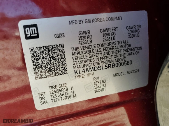 2024 Buick Encore GX Sport Touring with VIN KL4AMDSL5RB000580, listed as a Copart auction lot 48190345 with 32,044 mi miles and Salvage Title. Bid and sale history available at carsss.com. Image 13.