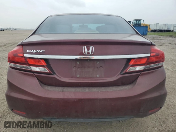 2015 Honda Civic Sedan LX with VIN 19XFB2F50FE101512, listed as a Copart auction lot 49170105 with 65,204 mi miles and Salvage Title. Bid and sale history available at carsss.com. Image 6.