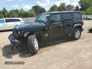 2021 Jeep Wrangler Unlimited Sport S with VIN 1C4HJXDN8MW523574, listed as a Copart auction lot 63010355 with 29,344 mi miles and Salvage title. Bid and sale history available at DreamBid. Image 1.