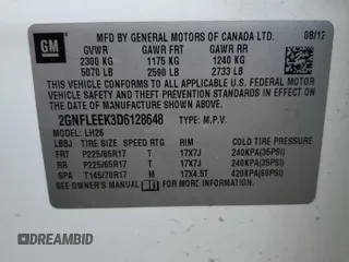 2013 Chevrolet Equinox LT z VIN 2GNFLEEK3D6128648, wystawiony jako Copart lot #56477475 z przebiegiem 157 119 mil mil oraz Czysty tytuł • Clean title. Historia ofert i sprzedaży dostępna na DreamBid. Obrazek 14.