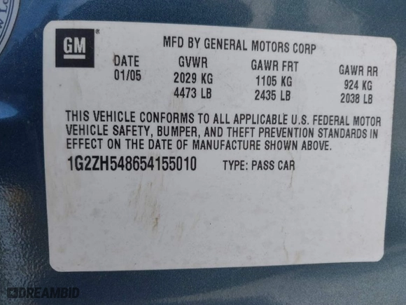 2005 Pontiac G6 GT with VIN 1G2ZH548654155010, listed as a IAAI auction lot 41847241 with 212,932 mi miles. Bid and sale history available at carsss.com. Image 9.