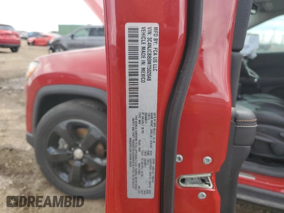 2021 Jeep Compass Latitude with VIN 3C4NJCBB0MT502048, listed as a Copart auction lot 50413735 with 30,251 mi miles and Salvage title. Bid and sale history available at DreamBid. Image 14.