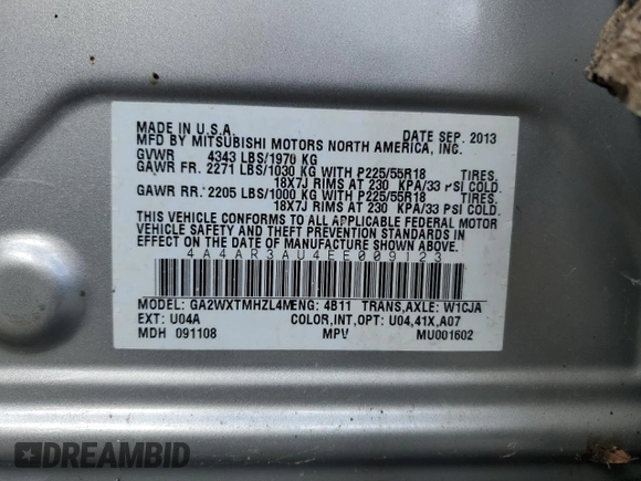 2014 Mitsubishi Outlander Sport ES with VIN 4A4AR3AU4EE009123, listed as a Copart auction lot 76340684 with 132,896 mi miles and Clean Title. Bid and sale history available at carsss.com. Image 13.