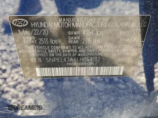 2020 Hyundai Sonata SEL z VIN 5NPEL4JA6LH054132, wystawiony jako Copart lot #51003435 z przebiegiem 71 417 mil mil oraz Szkody całkowita. Historia ofert i sprzedaży dostępna na DreamBid. Obrazek 15.