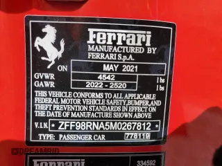 2021 Ferrari Roma z VIN ZFF98RNA5M0267812, wystawiony jako Copart lot #78847294 z przebiegiem Nie podano mil oraz Szkody całkowita. Historia ofert i sprzedaży dostępna na DreamBid. Obrazek 12.