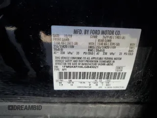 2020 Ford Explorer Limited with VIN 1FMSK8FHXLGB45021, listed as a Copart auction lot 53300745 with 122,959 mi miles and Salvage Title. Bid and sale history available at carsss.com. Image 14.