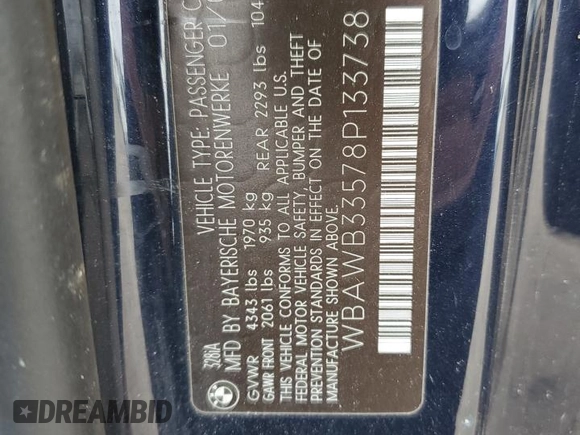 2008 BMW 3 Series 328i with VIN WBAWB33578P133738, listed as a Copart auction lot 44792955 with 0 mi miles and Salvage Title. Bid and sale history available at carsss.com. Image 13.