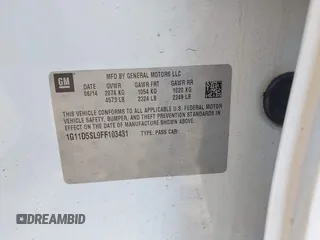 2015 Chevrolet Malibu LT with VIN 1G11D5SL9FF103431, listed as a IAAI auction lot 42093697 with 137,812 mi miles and . Bid and sale history available at DreamBid. Image 9.