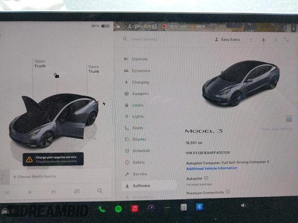 2023 Tesla Model 3 with VIN 5YJ3E1EA4PF400306, listed as a IAAI auction lot 42398603 with 18,551 mi miles and . Bid and sale history available at DreamBid. Image 19.