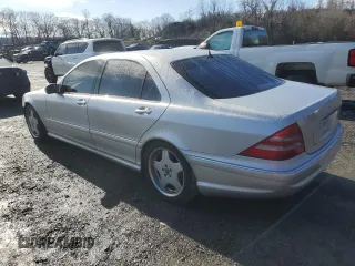 2001 Mercedes-Benz S-Class with VIN WDBNG75J11A162631, listed as a Copart auction lot 52103705 with 215,870 mi miles and Salvage Title. Bid and sale history available at carsss.com. Image 2.