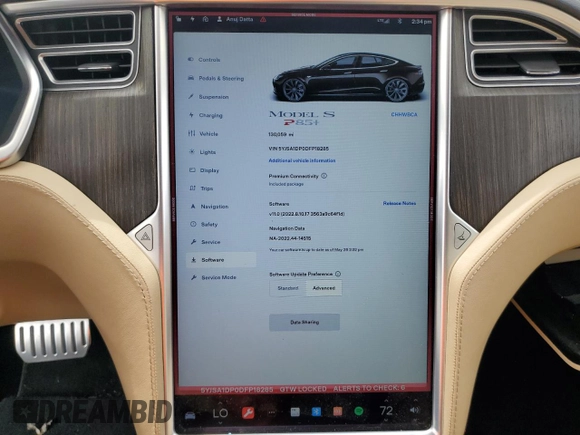 2013 Tesla Model S Performance z VIN 5YJSA1DP0DFP18285, wystawiony jako Copart lot #58437215 z przebiegiem 130 059 mil mil oraz Czysty tytuł • Clean title. Historia ofert i sprzedaży dostępna na DreamBid. Obrazek 9.