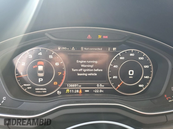 2017 Audi A4 Premium Plus with VIN WAULNAF47HN022894, listed as a Copart auction lot 46657725 with 136,691 mi miles and Salvage Title. Bid and sale history available at carsss.com. Image 9.