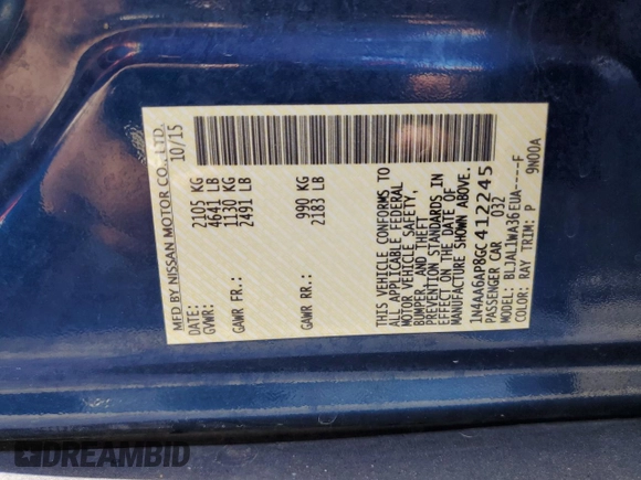 2016 Nissan Maxima SV z VIN 1N4AA6AP8GC412245, wystawiony jako Copart lot #52224565 z przebiegiem 138 344 mil mil oraz Szkoda całkowita • Salvage title. Historia ofert i sprzedaży dostępna na DreamBid. Obrazek 13.