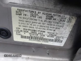 2006 Nissan Sentra S z VIN 3N1CB51D86L493088, wystawiony jako IAAI lot #42256031 z przebiegiem 62 513 mil mil oraz . Historia ofert i sprzedaży dostępna na DreamBid. Obrazek 9.