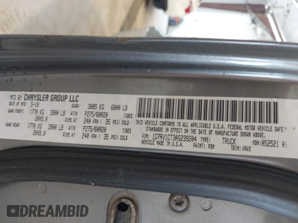 2010 Dodge 1500 SLT с VIN 1D7RV1CT3AS239204, выставлен на аукционе IAAI как лот 42361902 с пробегом 203 967 миль миль и . История ставок и продаж доступна на DreamBid. Изображение 9.
