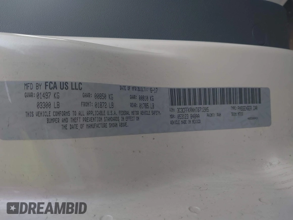2017 FIAT 500 Pop z VIN 3C3CFFKRXHT671205, wystawiony jako IAAI lot #41737716 z przebiegiem 47 488 mil mil oraz . Historia ofert i sprzedaży dostępna na DreamBid. Obrazek 9.