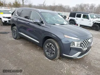 2021 Hyundai Santa Fe Hybrid Blue with VIN KM8S2DA13MU013627, listed as a IAAI auction lot 41630983 with 58,187 mi miles. Bid and sale history available at carsss.com. Image 1.