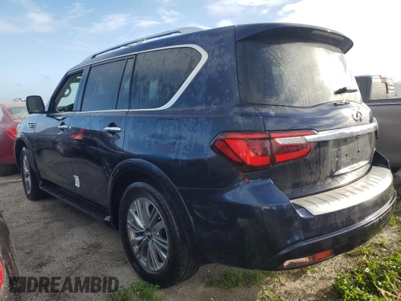2021 Infiniti QX80 LUXE with VIN JN8AZ2AF1M9716985, listed as a Copart auction lot 74949784 with 0 mi miles and Salvage Title. Bid and sale history available at carsss.com. Image 2.