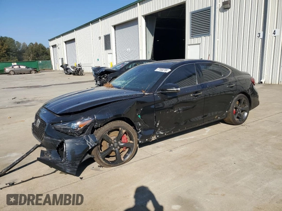 2021 Genesis G70 3.3T with VIN KMTG34LE7MU066534, listed as a Copart auction lot 77532704 with 58,951 mi miles and Salvage Title. Bid and sale history available at carsss.com. Image 1.
