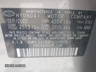 2023 Hyundai Sonata SEL with VIN KMHL64JA9PA268605, listed as a IAAI auction lot 41969724 with 43,150 mi miles and . Bid and sale history available at DreamBid. Image 9.